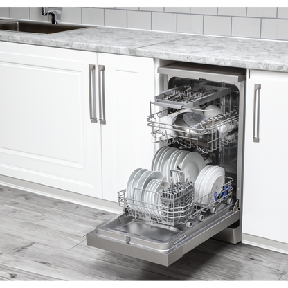 Baridi Slimline Freestanding Dishwasher 45cm Wide 10 Place Settings - Silver