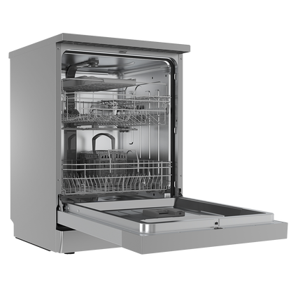 Baridi Regular Sized Freestanding Dishwasher 60cm Wide 14 Place Settings - Silver