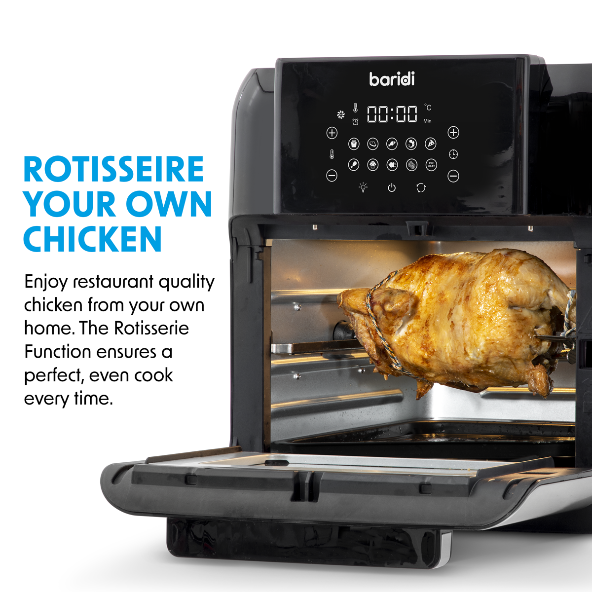 Baridi Air Fryer & Rotisserie Oven 12L Capacity
