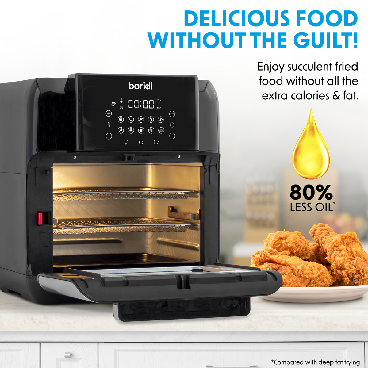 Baridi Air Fryer & Rotisserie Oven 12L Capacity