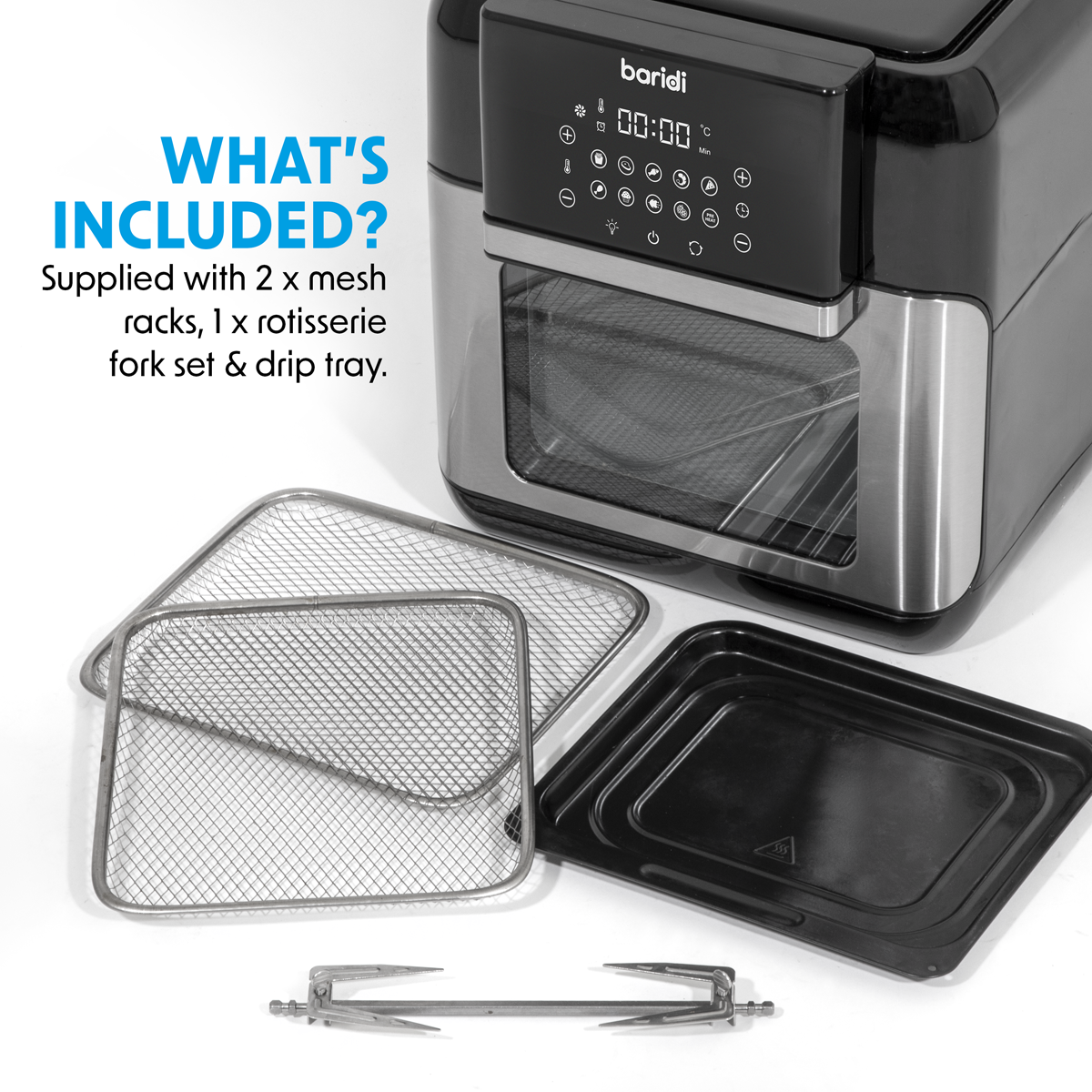 Baridi Air Fryer & Rotisserie Oven 12L Capacity