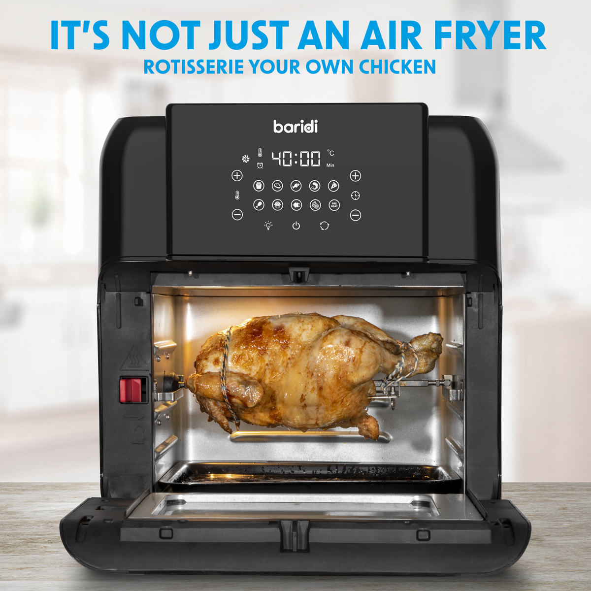Baridi Air Fryer & Rotisserie Oven 12L Capacity