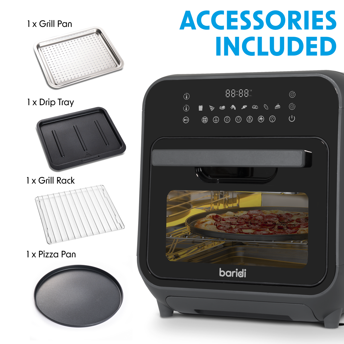 Baridi Steam Air Fryer Oven 15L Capacity
