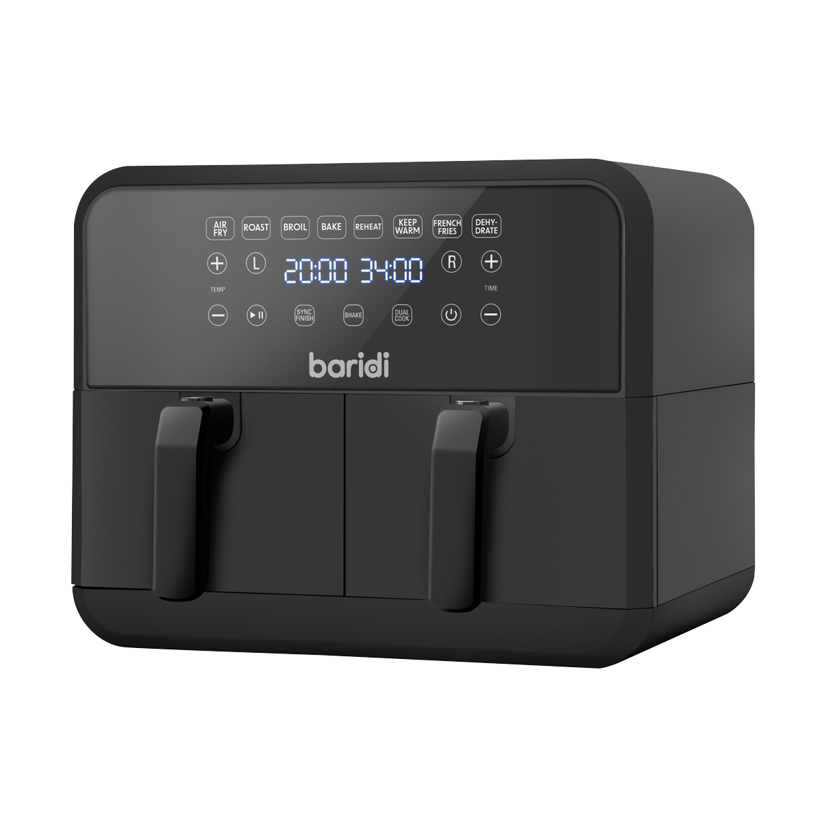 Baridi Dual Zone Air Fryer with 8 Preset Functions 8L Capacity