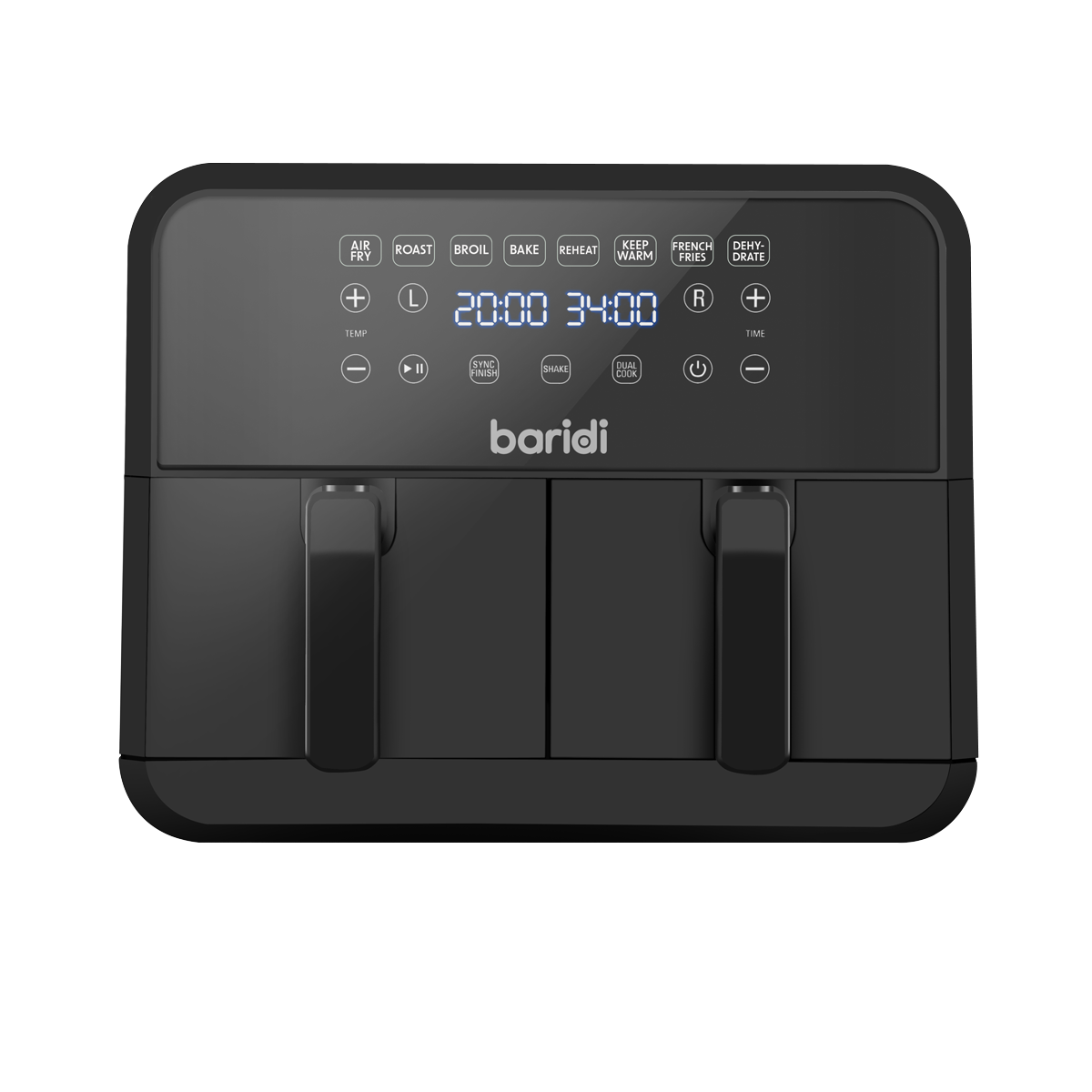 Baridi Dual Zone Air Fryer with 8 Preset Functions 8L Capacity
