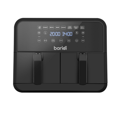 Baridi Dual Zone Air Fryer with 8 Preset Functions 8L Capacity