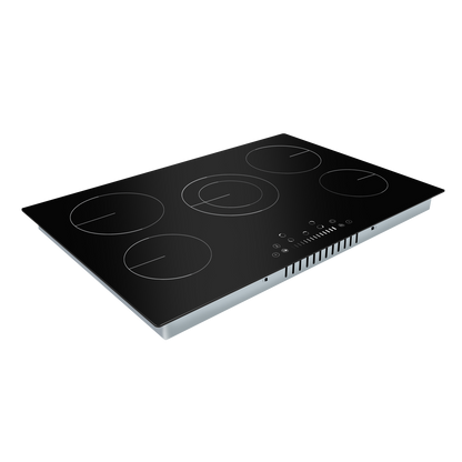 Baridi Integrated Ceramic Hob with 5 Cooking Zones 77cm - Black Glass