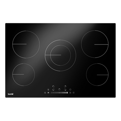 Baridi Integrated Ceramic Hob with 5 Cooking Zones 77cm - Black Glass