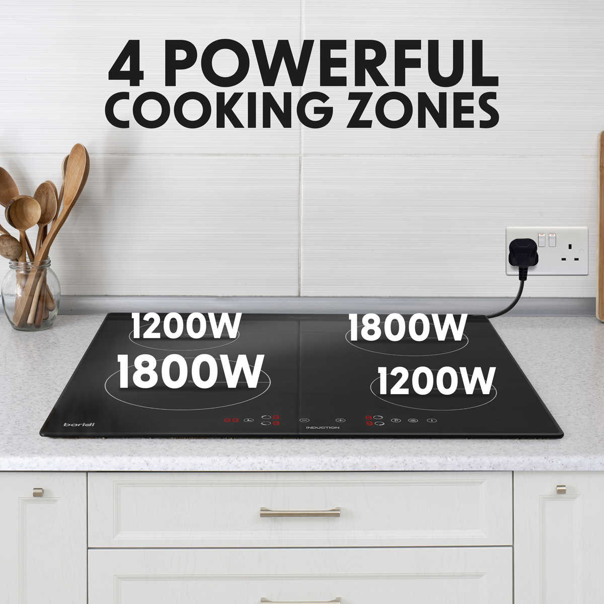 Baridi Integrated Induction Hob with 4 Cooking Zones 60cm 2800W Output