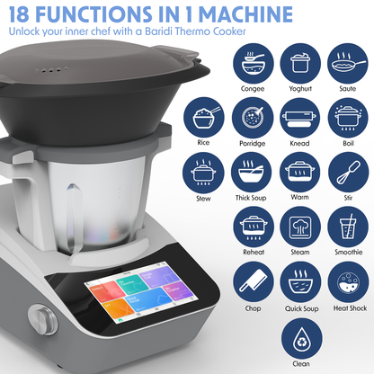 Baridi Smart Thermo-Cooker with 7" Touchscreen & App-Guided Recipes with 18 Preset Functions