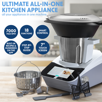 Baridi Smart Thermo-Cooker with 7" Touchscreen & App-Guided Recipes with 18 Preset Functions