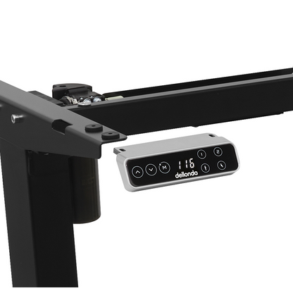 Dellonda Single Motor Ultra-Quiet Adjustable-Height Desk Frame with Digital Control Panel 70kg Capacity - Black