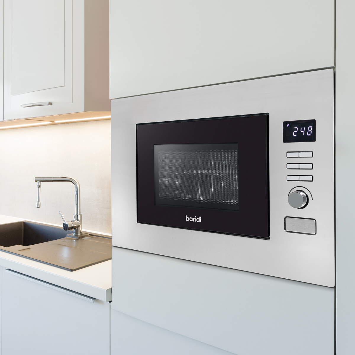 Baridi Integrated Microwave Oven 20L Capacity 900W - Stainless Steel