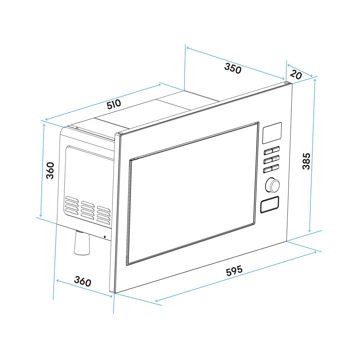 Baridi Integrated Microwave Oven with Grill 25L Capacity 900W - Stainless Steel