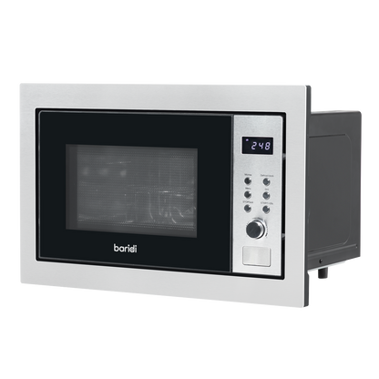 Baridi Integrated Microwave Oven with Grill 25L Capacity 900W - Stainless Steel