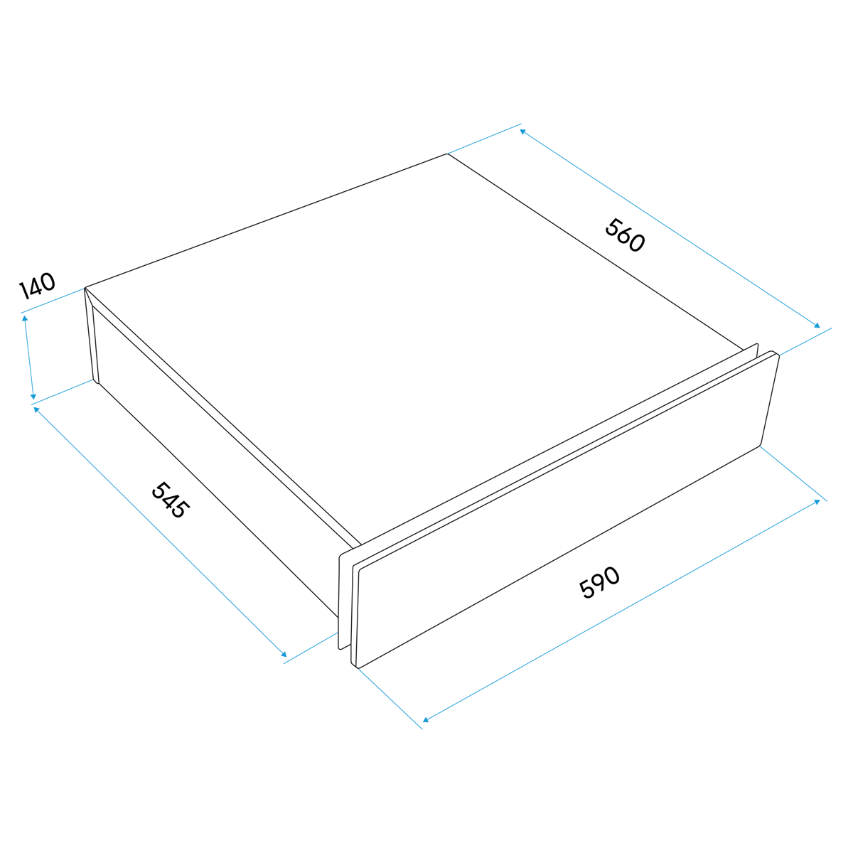 Baridi Integrated Warming Drawer 60cm - Black