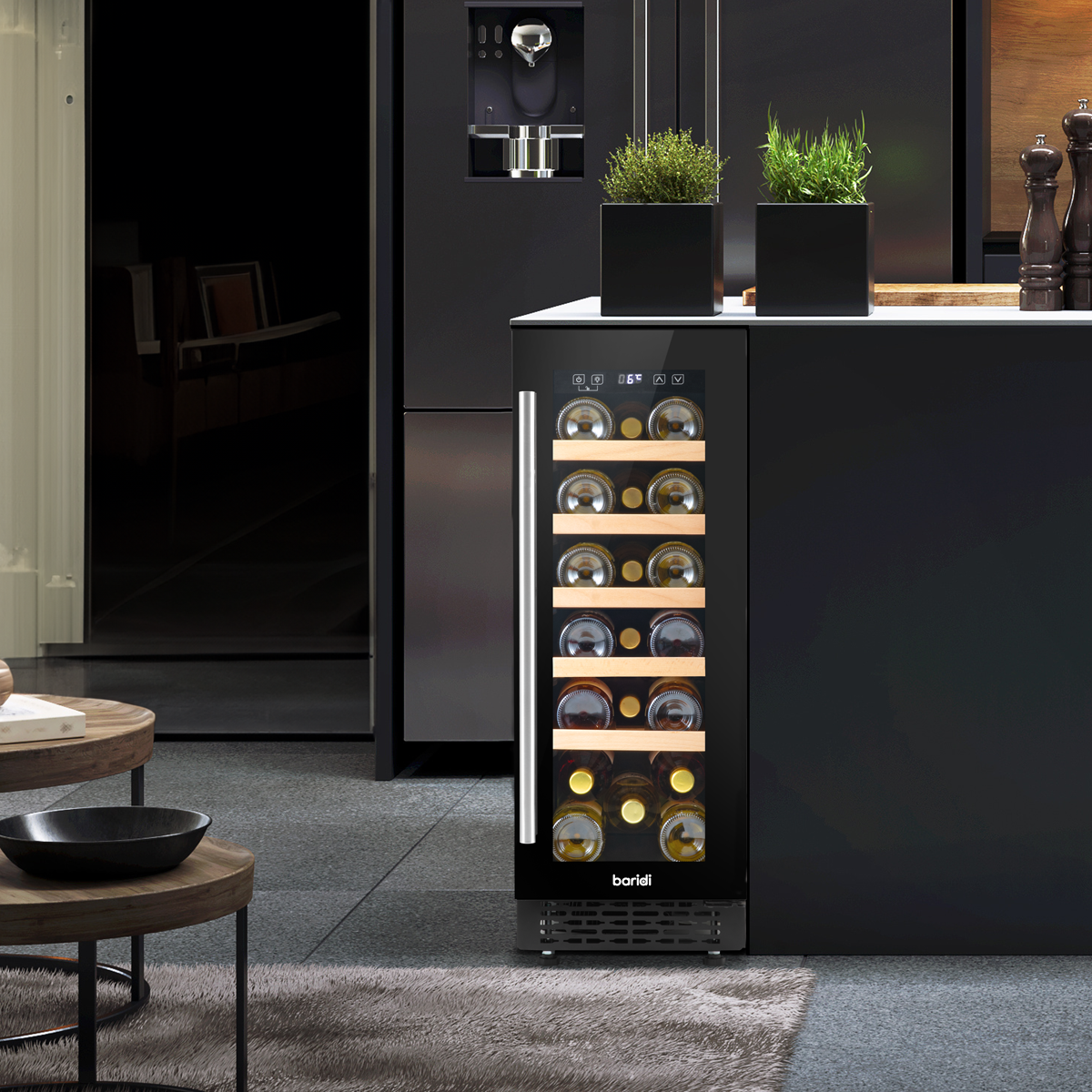 Baridi 20 Bottle Slim Wine Fridge & Cooler 30cm