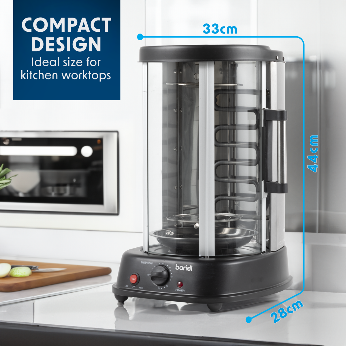 Baridi Vertical 360° Rotisserie Smokeless Grill 21L Capacity