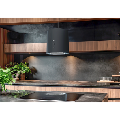 Baridi Round Island Cooker Hood 35cm - Black