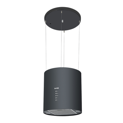 Baridi Round Island Cooker Hood 35cm - Black