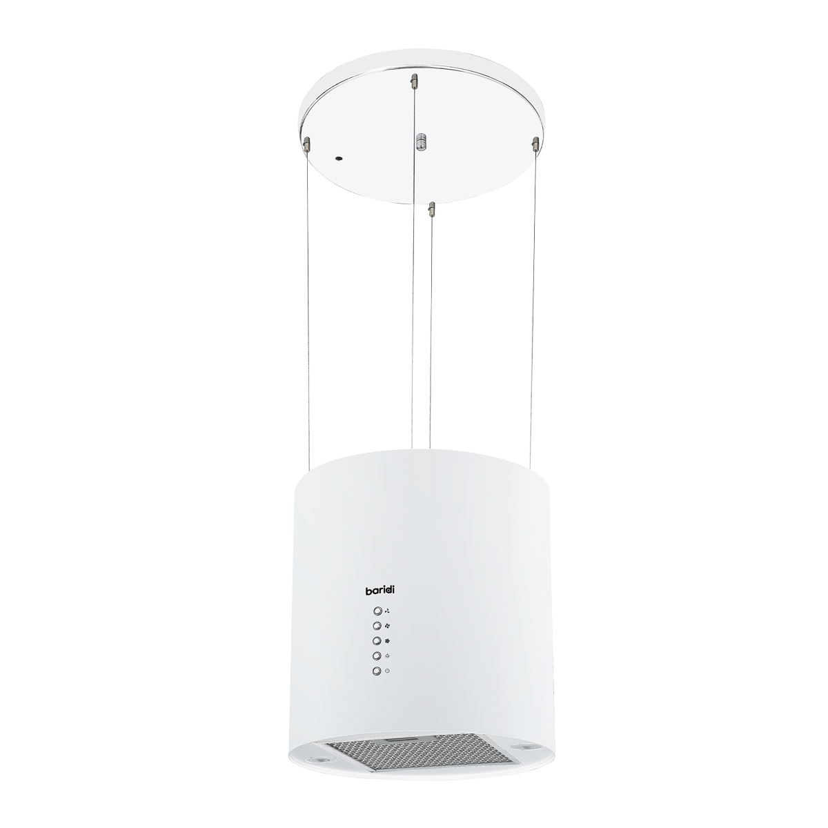 Baridi Round Island Cooker Hood 35cm - White