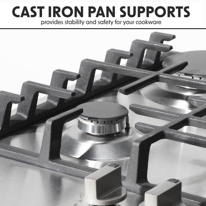 Baridi Gas Hob with 5 Cooking Zones 70cm