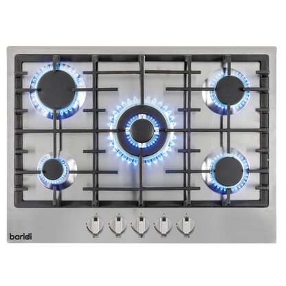 Baridi Gas Hob with 5 Cooking Zones 70cm