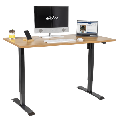 Dellonda Single Motor Ultra-Quiet Adjustable-Height Electric Sit/Stand Desk - Oak Desktop