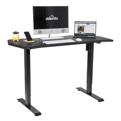 Dellonda Single Motor Ultra-Quiet Adjustable-Height Electric Sit/Stand Desk - Carbon Fibre Effect Desktop