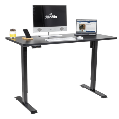 Dellonda Black Electric Height Adjustable Standing Desk with Memory, Quiet, 1400x700mm