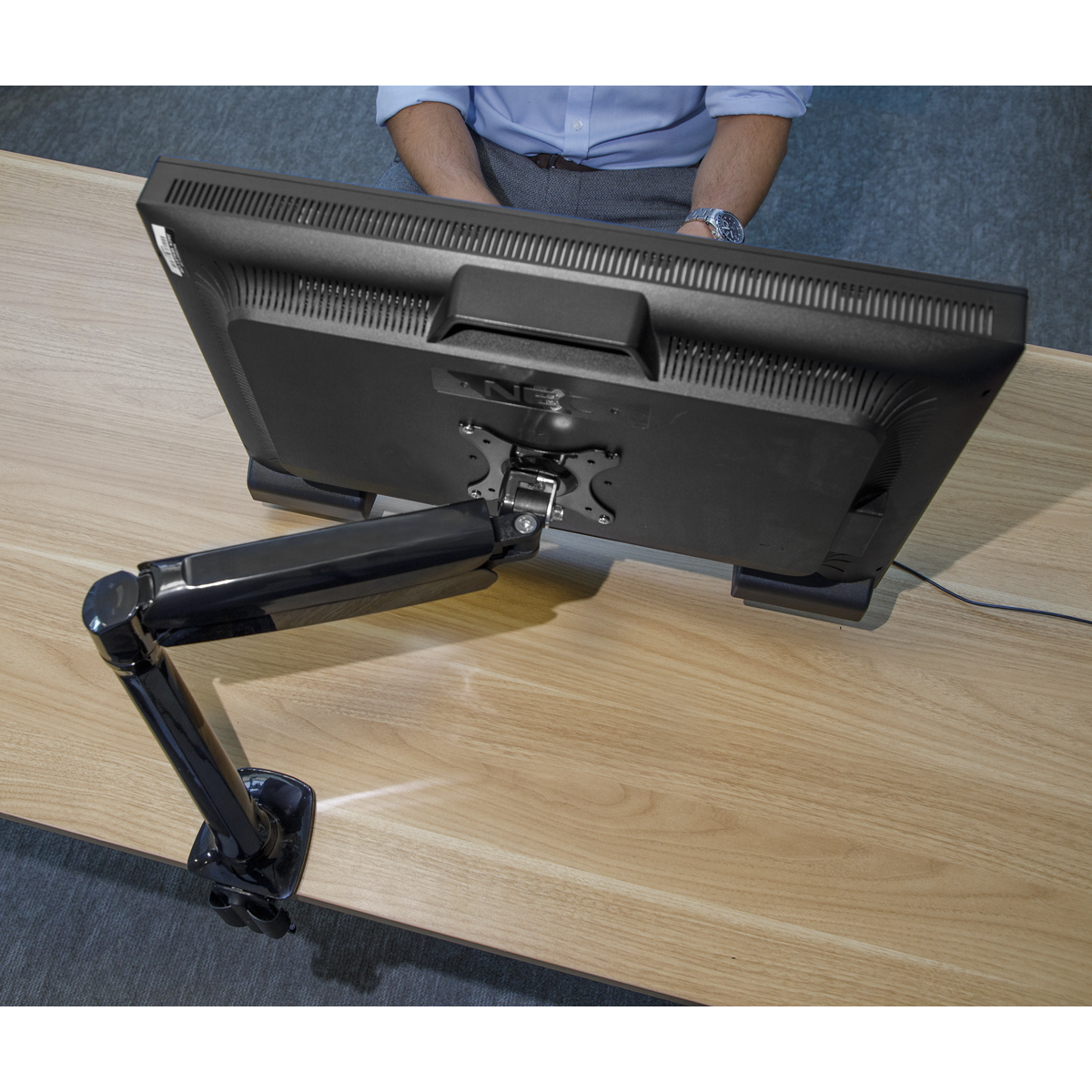 Dellonda Adjustable Single Monitor Arm with 360° Rotation - Black