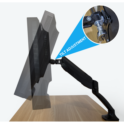 Dellonda Adjustable Single Monitor Arm with 360° Rotation - Black