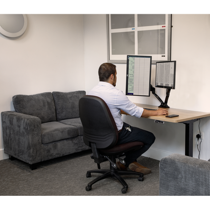 Dellonda Adjustable Double Monitor Arm with 360° Rotation - Black