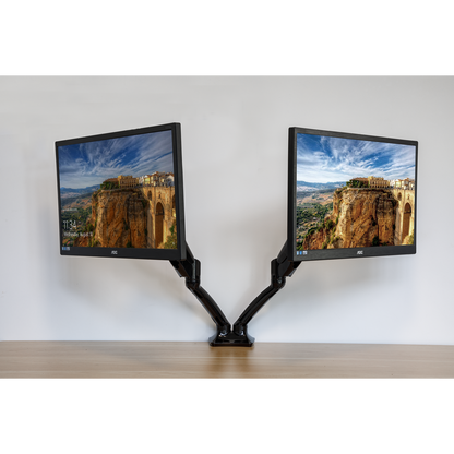 Dellonda Adjustable Double Monitor Arm with 360° Rotation - Black