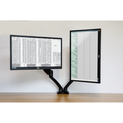 Dellonda Adjustable Double Monitor Arm with 360° Rotation - Black