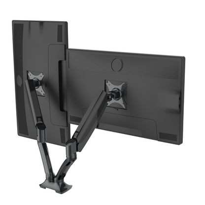 Dellonda Adjustable Double Monitor Arm with 360° Rotation - Black
