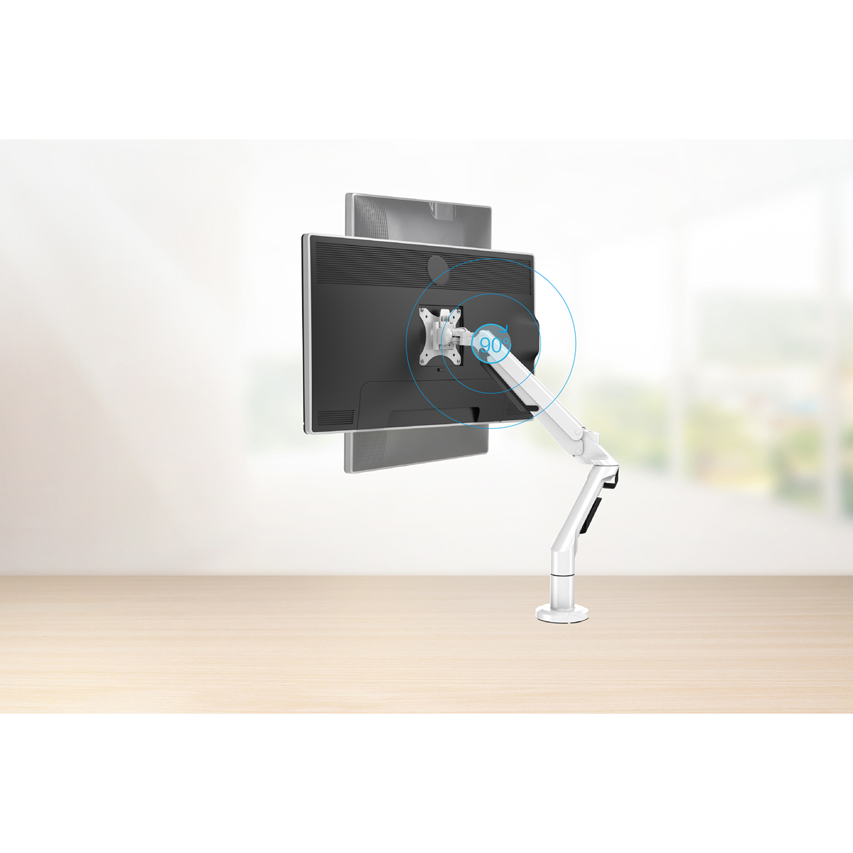 Dellonda Adjustable Single Monitor Arm with 360° Rotation - White