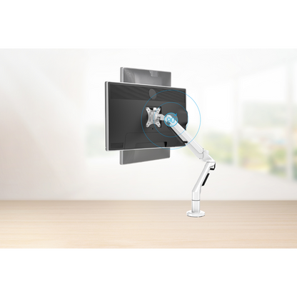 Dellonda Adjustable Single Monitor Arm with 360° Rotation - White