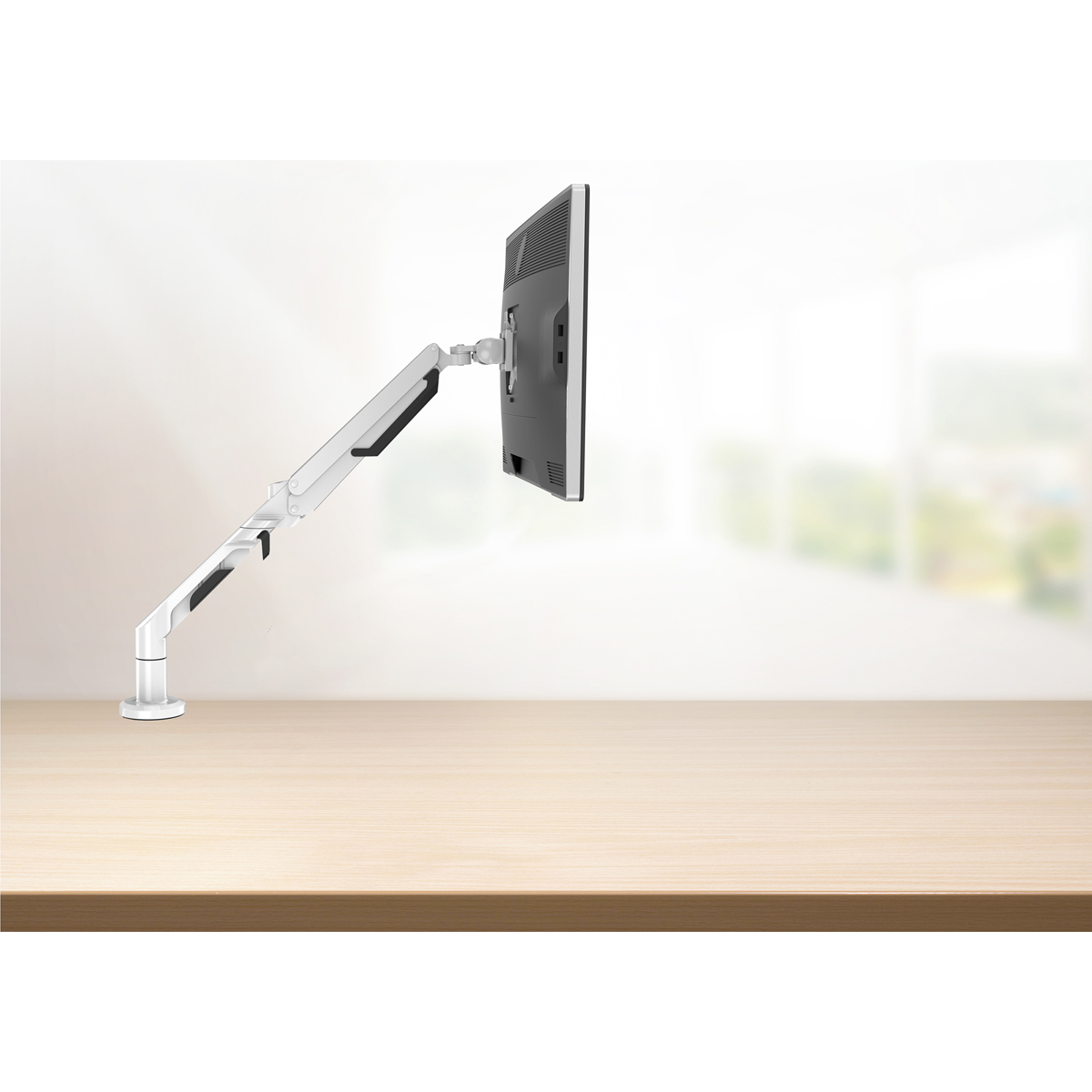 Dellonda Adjustable Single Monitor Arm with 360° Rotation - White