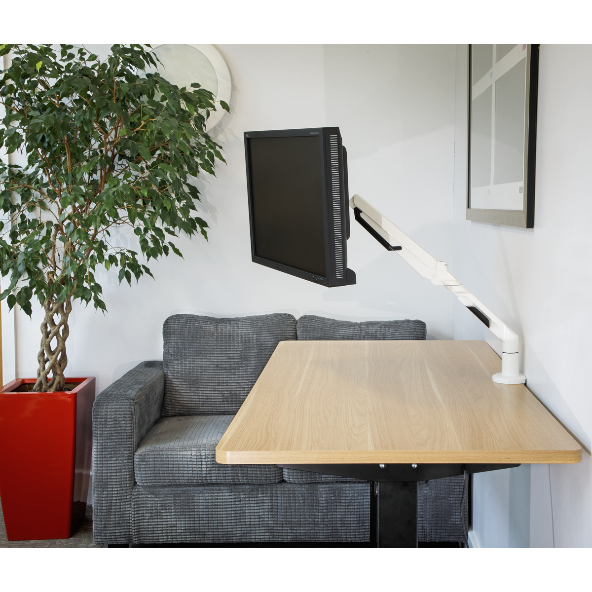 Dellonda Adjustable Single Monitor Arm with 360° Rotation - White