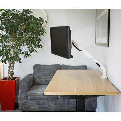 Dellonda Adjustable Single Monitor Arm with 360° Rotation - White