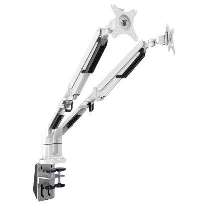 Dellonda Adjustable Double Monitor Arm with 360° Rotation - White