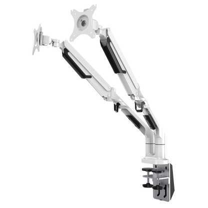 Dellonda Adjustable Double Monitor Arm with 360° Rotation - White