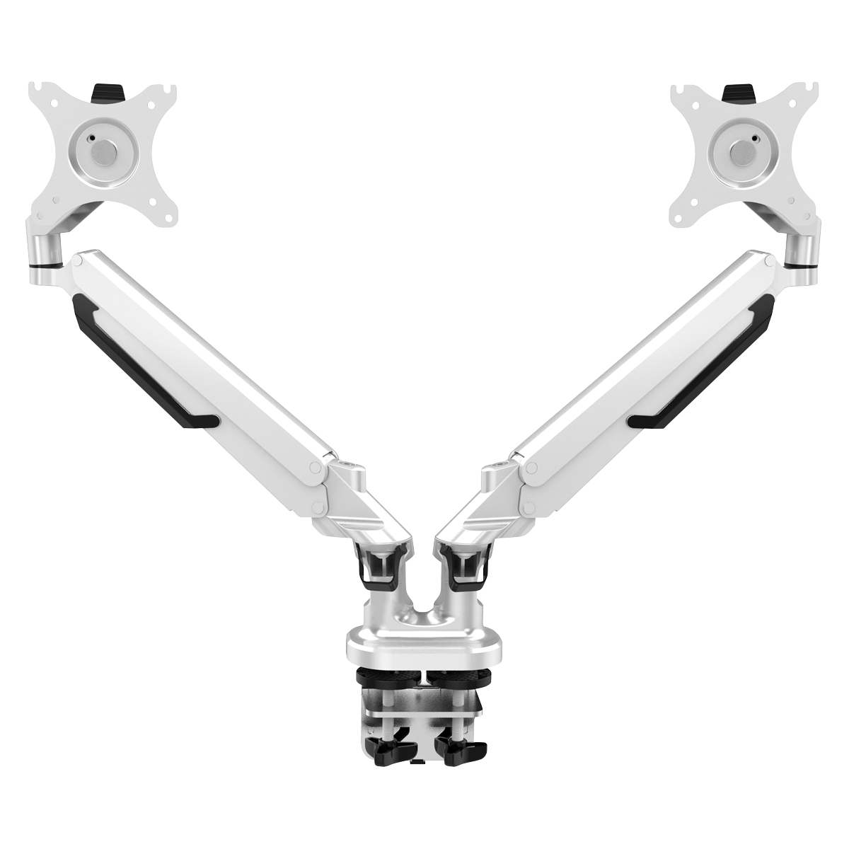 Dellonda Adjustable Double Monitor Arm with 360° Rotation - White
