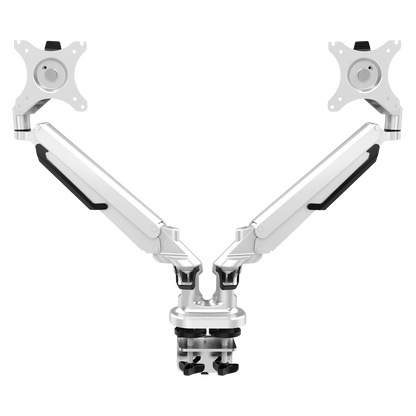 Dellonda Adjustable Double Monitor Arm with 360° Rotation - White