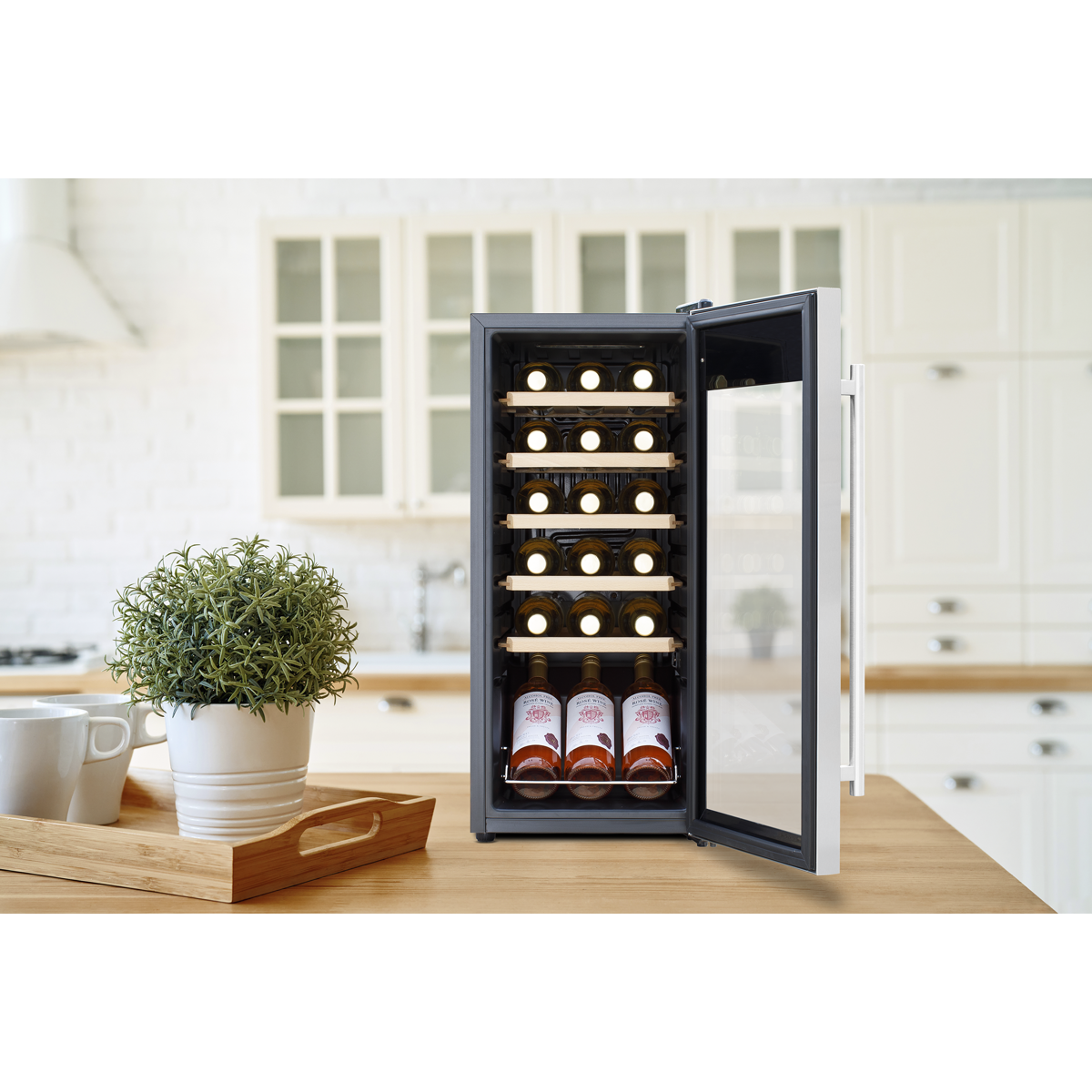 Baridi 18 Bottle Wine Fridge & Cooler - Stainless Steel