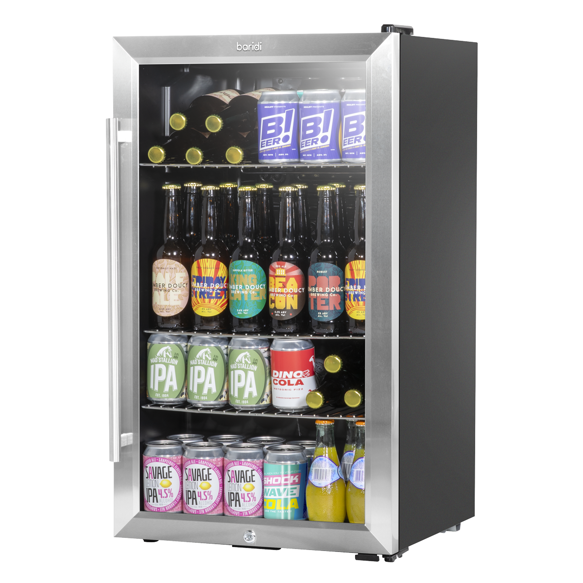 Baridi Wine, Beer & Drinks Fridge 85L Capacity - Stainless Steel