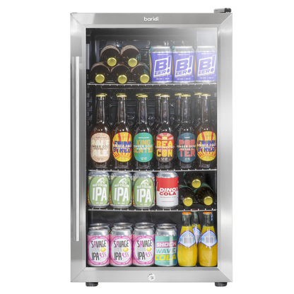 Baridi Wine, Beer & Drinks Fridge 85L Capacity - Stainless Steel