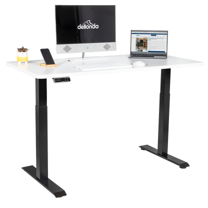 Dellonda White Electric Height Adjustable Standing Desk, 1400 x 700mm Dual Motor 100kg
