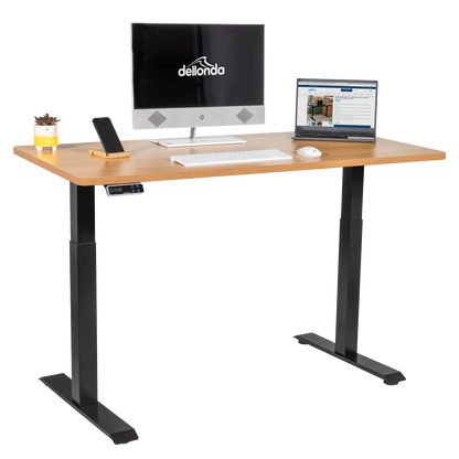 Dellonda Oak Electric Height Adjustable Standing Desk, 1400 x 700mm Dual Motor 100kg